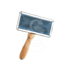 Carde en métal à manche en bois
